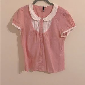 H&M red gingham babydoll blouse
